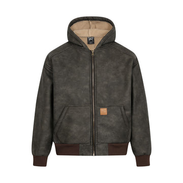 Street Style Thickened Suede Retro Hooded Cotton Coat Faux Unisex Couple Cotton Jacket