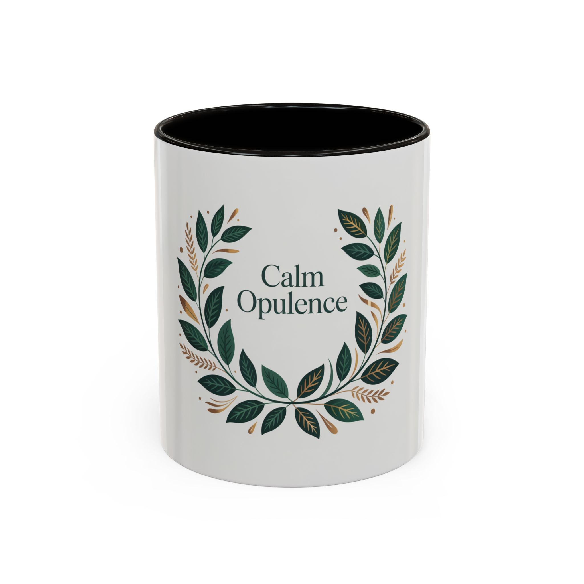 Calm Opulence Ceramic Mug — Botanical Wreath Coffee Cup (11oz & 15oz)