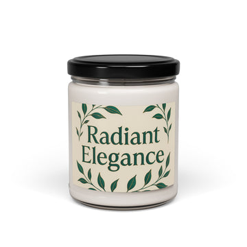 Radiant Elegance Scented Soy Candle — 9oz Luxury Green Leaf Jar