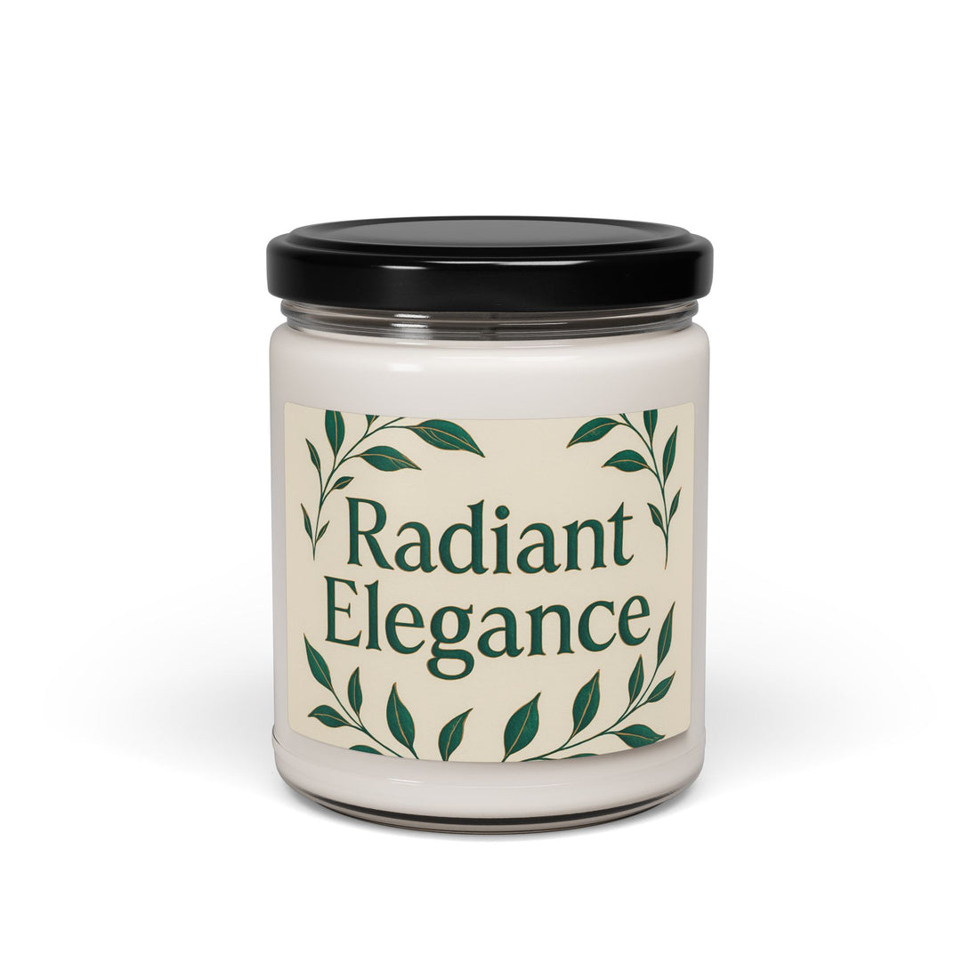 Radiant Elegance Scented Soy Candle — 9oz Luxury Green Leaf Jar