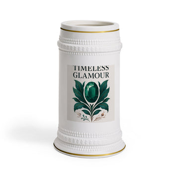 Timeless Glamour Beer Stein — Elegant Gem Floral Ceramic Mug