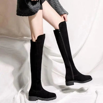 Shoes for Woman Middle Heel Footwear Winter Knee High Shaft