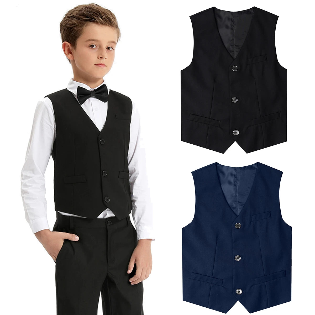 Kids Vest Children Black Boys Waistcoats Toddler