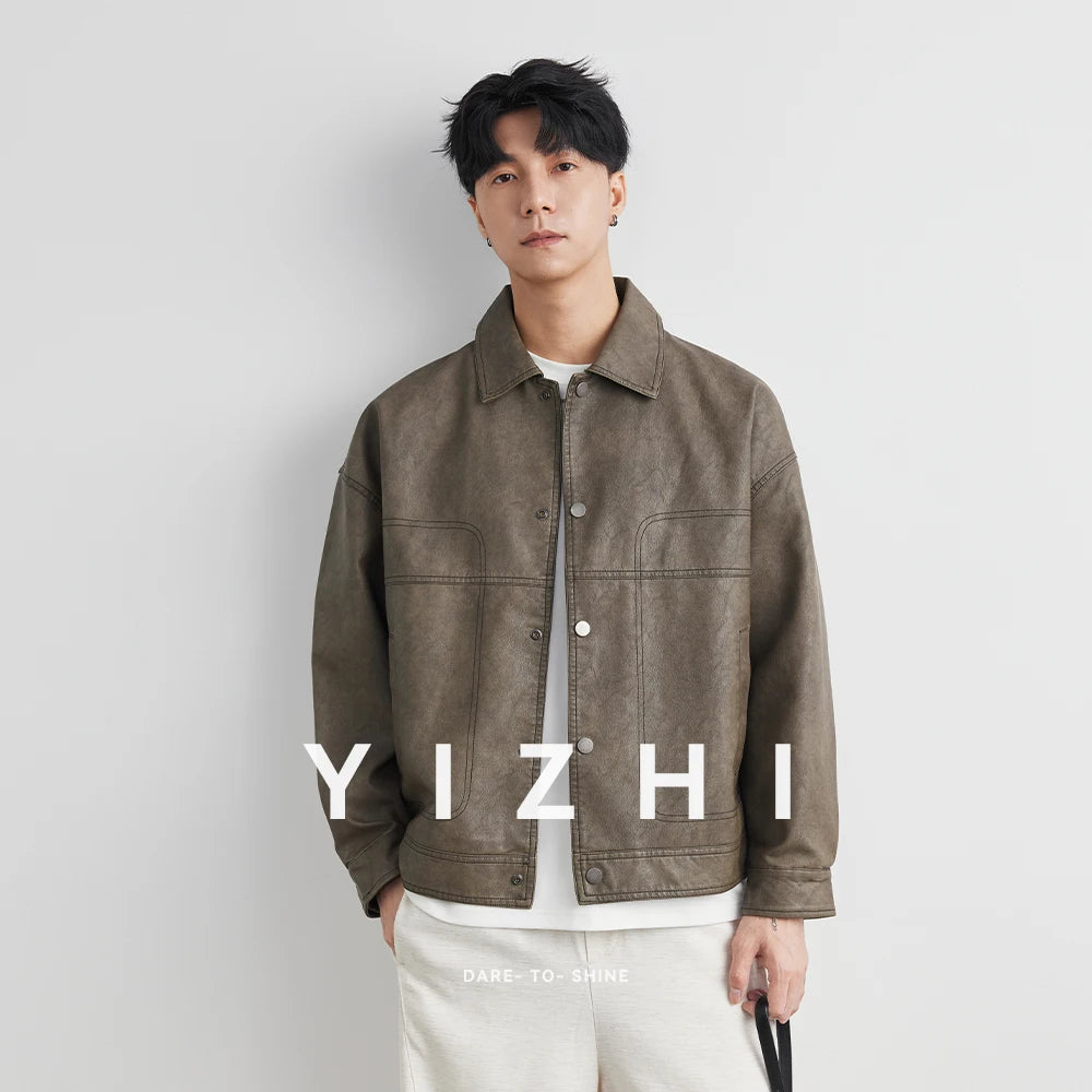 Fashion Men‘s Leather Jacket British Style